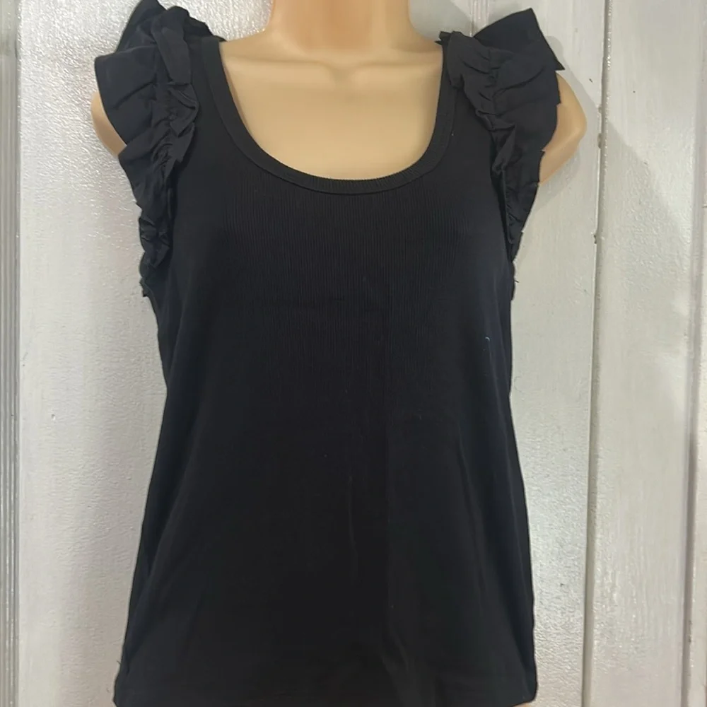 Old Navy Black Flutter Sleeve Blouse - Picture 2 of 7